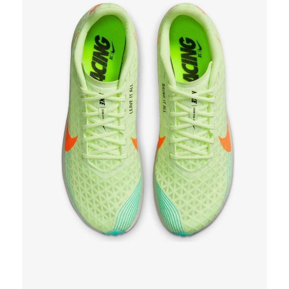 Nike Zoom Rival Distance XC5 Track Spikes Men's 13 Volt Green Orange Sprint Shoe